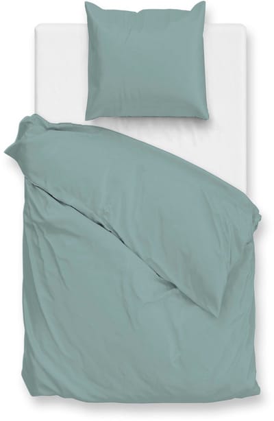 Zohome Dekbedovertrek Satinado - Groen - Eenpersoons - Dekbedhoes van 100% Katoen-Satijn - Uni - 140x220 + 1 sloop 60/70 cm