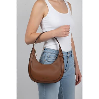 Michael Kors Crescent Top Zip Shoulder Bag In Brown Leather Maat: OS | Handtassen Outlet | Dames | Bruin