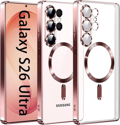 Hoesje Geschikt voor Samsung Galaxy S26 Ultra hoesje backcover Rose Goud – Geschikt voor Magsafe Lens beschermer – Transparant
