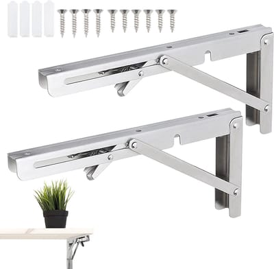 Vouwbare consolebeugels van roestvrij staal voor wandmontage - Stevige en professionele opvouwbare planken, 200mm, ideaal voor ruimtebesparing en veelzijdig gebruik