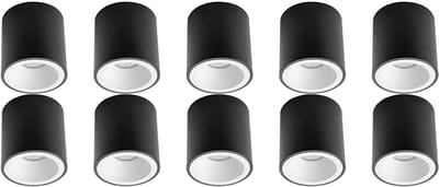 Opbouwspot 10 Pack - Pragmi Cliron Pro - GU10 Fitting - Opbouw Rond - Mat Zwart/Wit - Aluminium - Verdiept - Ø90mm