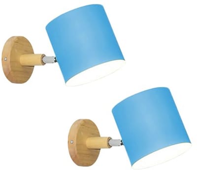 Verstelbare Wandlampen E27 Set van 2 voor Binnen - Houten en Metalen Design voor Kinderkamer, Kantoor en Woonkamer
