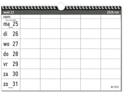 MGPcards - 14 Maanden weekplanner 2026-2027 - Familieplanner - Weekplanner - 5 Namen - Nederlandse en Belgische feestdagen - juni 2026 t/m juli 2027 - 27 x 24,5 cm