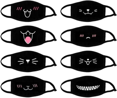 Solidchoice- Maskers 8 Stuks - Zwarte Katoenen Maskers - Ademend - Herbruikbaar - Comfortabel - Geschikt Voor Buitenactiviteiten - Mondkapjes