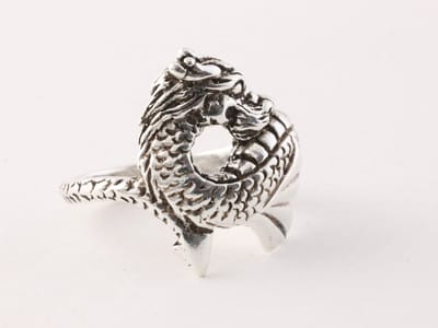 Zilveren draak ring - maat 23