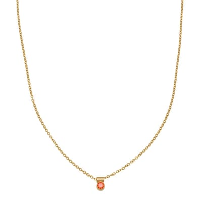 Essenza Round Orange-red Charm Necklace Gold