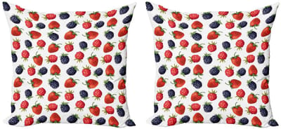 ABAKUHAUS Kussenhoes – Fruitenset 2x40x40 cm – Dubbelzijdig digitaaldruk, rits, pruimrood