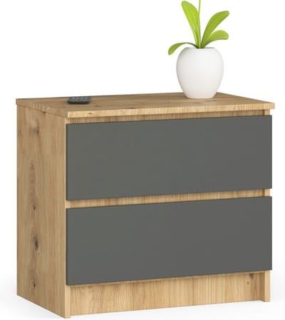 Ladekast K60 met 2 Lades / AKORD Furniture Factory / Artisan Eik - Grafietgrijs / 60 x 55 x 40 cm