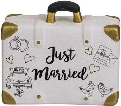 Keramische Spaarkoffer - Geldkistje Bruiloft - Cadeau Geld - Met Uitneembare Stop - 125 x 14 x 55 cm