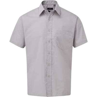 Premier Herenshirt met korte mouwen Popeline (Zilver)