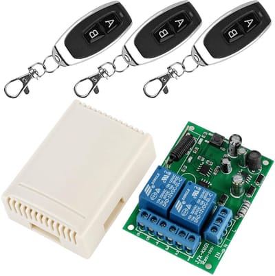 Dailygoody - Draadloze afstandsbediening - 433MHz - Radiografische bediening - 2 kanalen - RF relaismodule - Geschikt voor garagedeur - Inclusief 3 ze