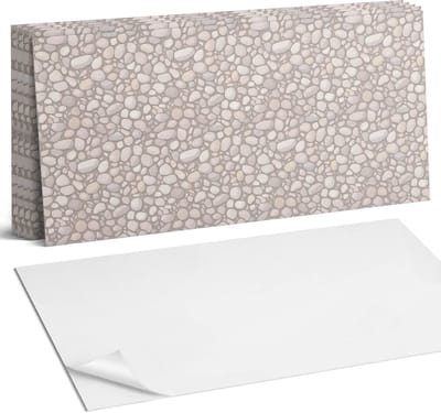 Coloray Plaktegels - Natuursteenpatroon Wandtegel Zelfklevend - 60 cm x 30 cm - Beige Plaktegels - 6 stuks - Rechthoek PVC Tegels - Plaktegels Keuken - Zelfklevende Vloertegels Badkamer - Vinyltegels Vloer Zelfklevend - Zelfklevende Wandtegels