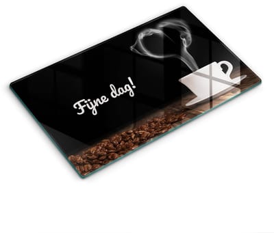 Wallfluent Glazen Snijplanken - Fijne dag! Snijplanken Glas - 30 cm x 52 cm - Zwart Snijplanken van Glas - Glazen Serveerplank - Snijplank van Glas met Print - Antislip Keuken Snijplank Glas