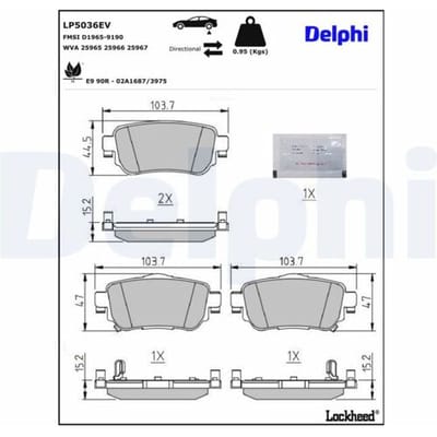 Remblokset, schijfrem DELPHI LP5036EV