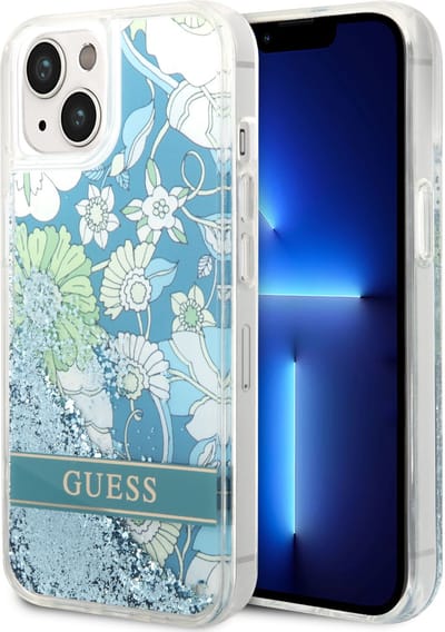 Guess Flower Liquid Glitter - Hoesje voor Mobiele Telefoon - iPhone 14 - Groen - Elegante Bescherming