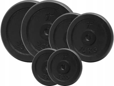 Platinum Fitness 70kg Gietijzeren Halterset 29mm - Zwarte Volle Schijven