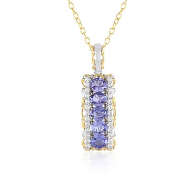 Cavill - 925 Sterling Zilver Verguld - Tanzaniet Ovaal 2,475 ct - Cambodjaanse Zirkonen 0,491 ct - Verstelbare Luxe Damesketting Elegant