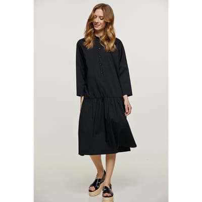 Oversized zwarte jurk met knopen