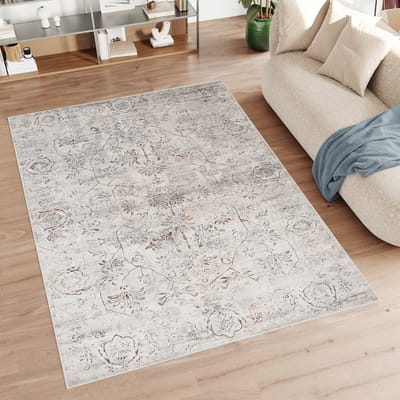 Tapiso Feyruz Vloerkleed Beige Licht Vintage Woonkamer Slaapkamer Tapijt Maat- 140x200