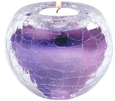 Urn van Glas As-in-glas Mini Glasobject Keepsake Gedenkobject Tealight Waxinelicht waxinelichthouder Urn Glazen Kunst As Krakele Lila A13TKL