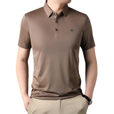 Zomer Nieuw Hoogwaardig Naadloos Heavy-duty Revers POLO Shirt Trendy Casual T-shirt met Halve Mouwen 4XL black