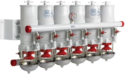 VETUS viervoudig Brandstoffilter / Waterafscheider 30 micron 36 liter/minuut | 83100VTE