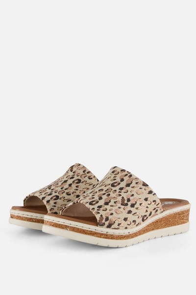 Rieker Leopard beige Slipper Synthetisch H-Leest - Maat 38