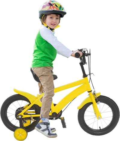 Kinderfiets - Loopfiets - Leren Fietsen - Met Zijwieltjes - 14 Inch - Geel