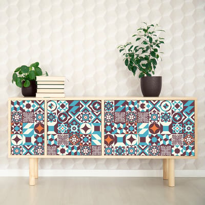 Decoratieve meubelstickers - 60 authentieke Antonia cementtegel meubelstickers - 60 stickers 15x15cm