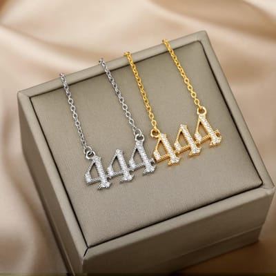 Colliers Numéros d'Ange Pour Femmes 111 222 333 555 666 777 888 999 444 Collier Diable Pendentif en Acier Inoxydable Hommes Bff Bijoux Gothiques Gold Color gray