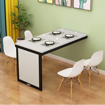 Klaptafel Bureau - Inklapbaar Werkblad - Ruimtebesparend Werken - Massief Hout - L90cmxW50cmxH75cm - Bruin