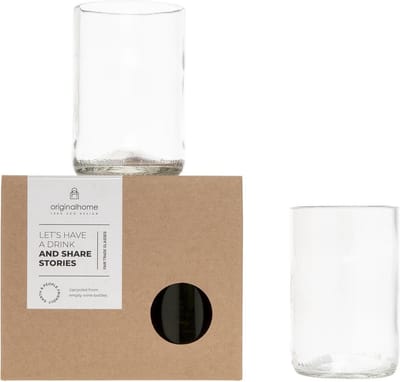 Original Home Glazen Medium Set van 2 - Drinkglazen Transparant - Set van 2 - Diameter 7 x Hoogte 11 cm