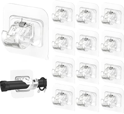 Dailygoods- Gordijnroedehouder - Zelfklevend - 12 Stuks - Transparant - Hoge Hechting - Geschikt voor Gordijnroedes tot 2,2 cm - Gordijnhaak
