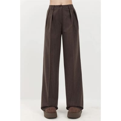 Gestreepte Wijde Pantalon met Plissé