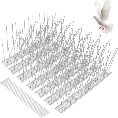 Famanu – Vogelspikes met roestvrijstalen basis - 25cm*7 stuks duivenspikes - vogelafschrikmiddel spikes set voor het afschrikken van kraaien meeuwen eekhoorns katten buiten/buiten om vogels weg te