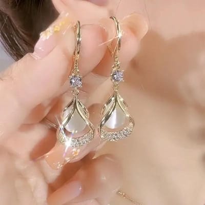 Mode Elegante Afslankende Magnetische Gewichtsverlies Oorbellen Voor Vrouwen Sprankelende Strass Hangende Steen Atic Hoge Kwaliteit Hangers brown