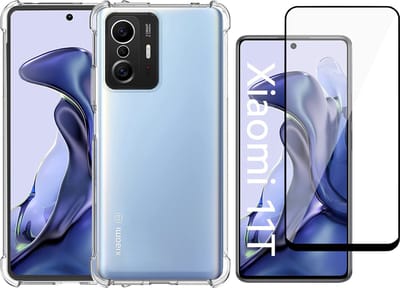 Hoesje geschikt voor Xiaomi Mi 11T - Transparant Backcover Shockproof Case + Glas Full Screen Screenprotector