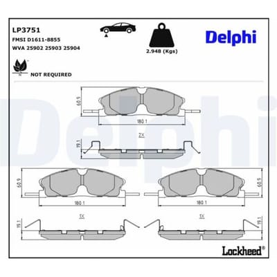 Remblokkenset, schijfrem DELPHI LP3751