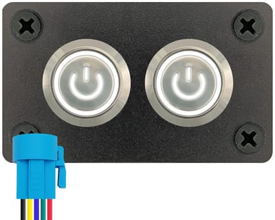 ProRide Metalen drukschakelaars in Tweevoudig inbouwpaneel 220V ON-OFF - 19mm - IP67 - LED indicatie Wit