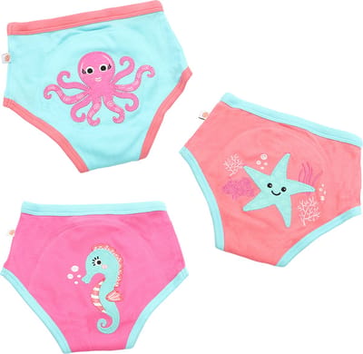 Zoocchini set van 3 oefenbroekjes -Biologisch katoen - Ocean Gals - Meisjes - 2-3 jaar