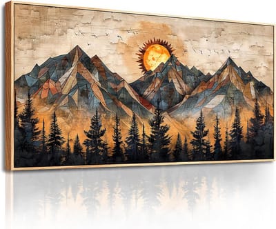 Moderne Canvas Schilderij met Geometrische Bergen