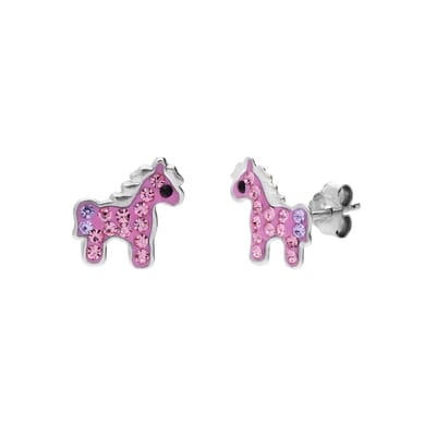 Lucardi Kinder Zilveren kinderoorknoppen pony - Oorbellen - 925 Zilver - Zilverkleurig