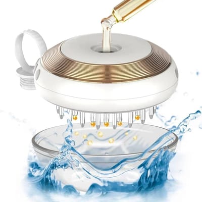 Elektrische Hoofdhuid Massage Kam Therapie EMS Vibratie Massage Borstel Anti-Haaruitval Medicijn Hoofdhuid Olie Applicator Met Vloeistofgeleiding witgouden kleur