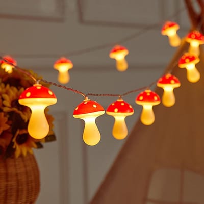 Led-paddenstoellichtketting - Warmwit - 3 m - Decoratieve Lichtketting met 20 LEDs - Voor Binnen en Buiten