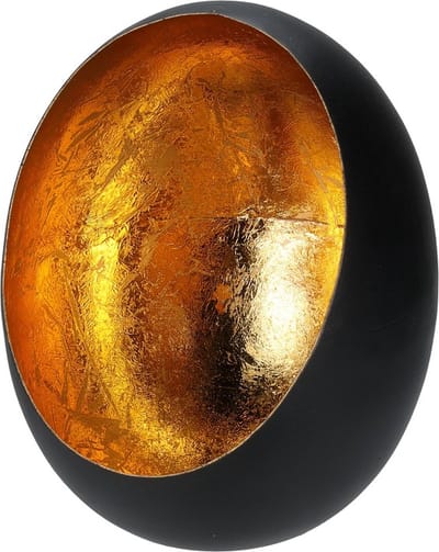 Windlicht - 16 cm - Metaal - Zwart-goud - waxinelichthouders