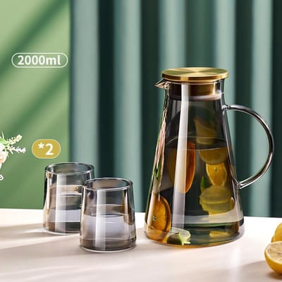 Koude Glazen Waterkan Transparant Hittebestendig Waterkan met Handvat Grote Capaciteit Koelkast Waterketel