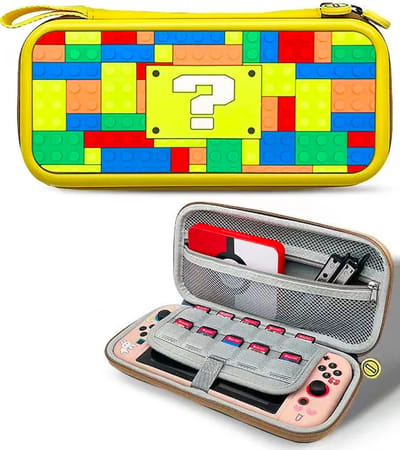 Yes In LAB - Luxe beschermhoes geschikt voor Nintendo Switch/OLED/Lite - Blokjes Case met unieke 3D-Textuur - Opbergtas voor console en accessoires - Bouwstenen Hoes - Silicone Case - Cover