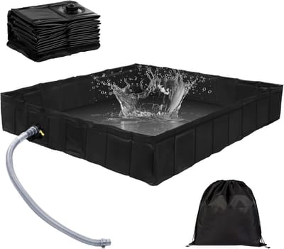 Buitendouchebad - Buitencampingdouchebak - Opvouwbaar en draagbaar - Milieuvriendelijk PVC - 104*104*13cm - Mobiele douchebak - Met afvoerslang - Zwart