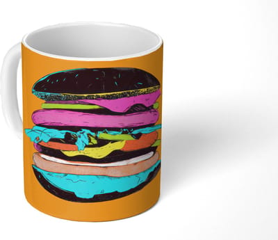 Mok - Koffiemok - Hamburger - Kleurrijk - Speels - Mokken - 350 ML - Beker - Koffiemokken - Theemok