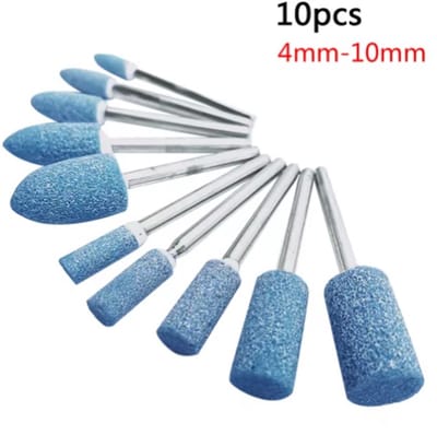 10x Polijstkop voor Dremel – Schurende Slijpsteen Accessoires – 3mm Schacht – Blauwe Aluminium Oxide Wielen – Geschikt voor Metaal, Hout en Jade